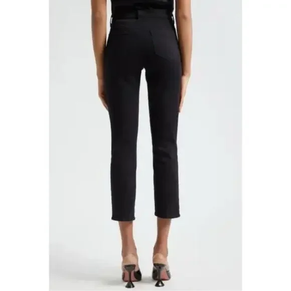 L’Agence Alexia High Rise Cropped Cigarette Jeans Black Noir 28 - Picture 2 of 11